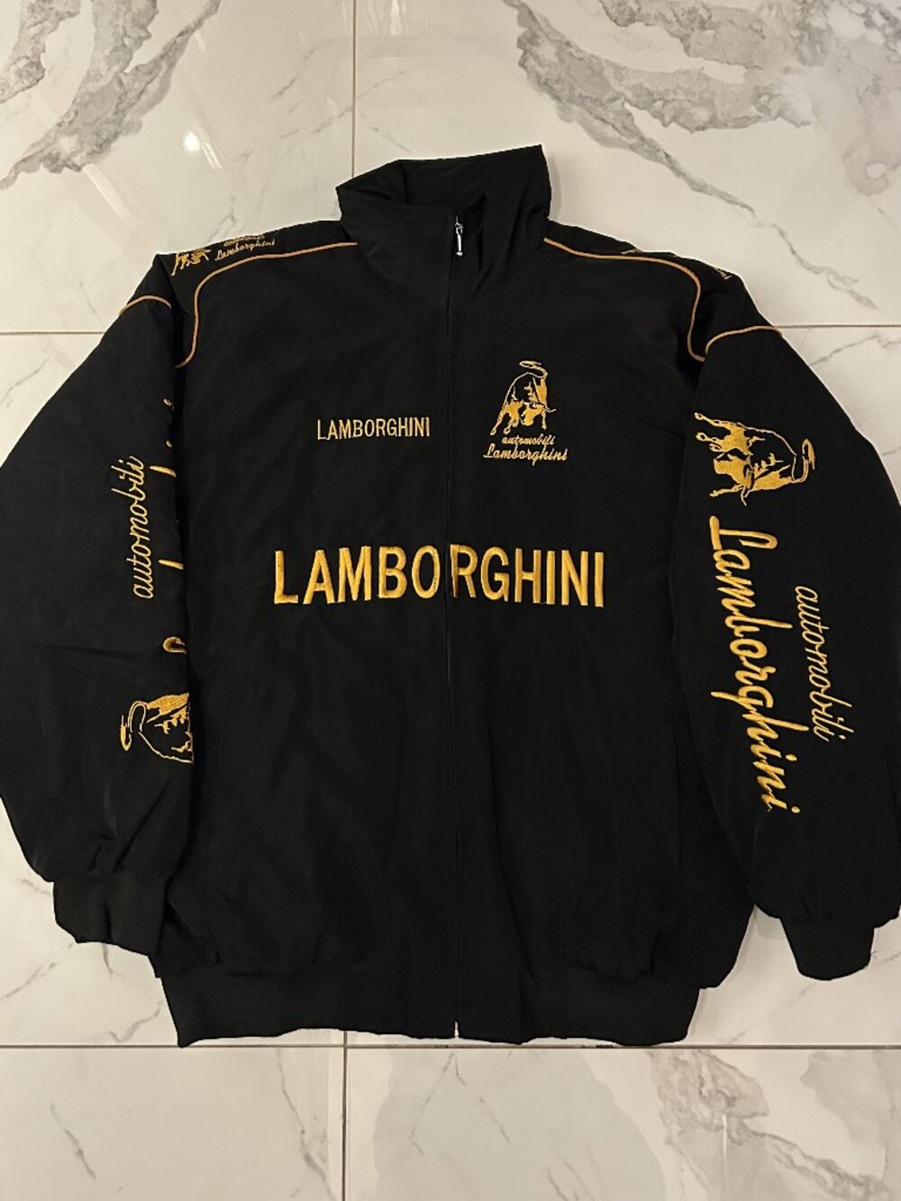 Lamborghini F1 Racing Jacket Black – Vintage Embroidered Bomber